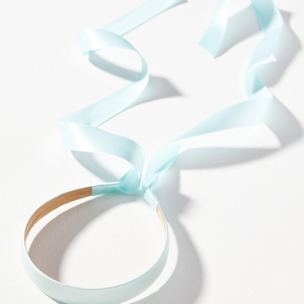NWT Anthropologie Mint Blue Satin Bow Tie Headband